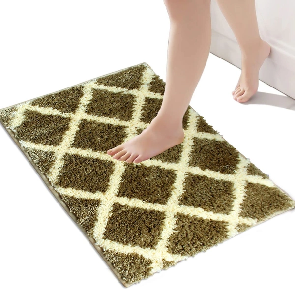 Luxe Home International Tokyo Diamond Bathmat Microfiber Anti Skid Super Soft 1 Pieces ( Tobacco, 45 Cm x 75 Cm ) - 45x75 cm, Tobacco