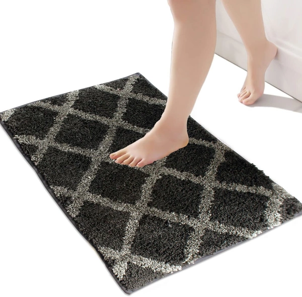 Luxe Home International Tokyo Diamond Bathmat Microfiber Anti Skid Super Soft 1 Pieces ( Anthra, 45 Cm x 75 Cm ) - 45x75 cm, Anthra