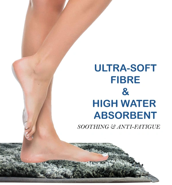 Luxe Home International Tokyo Hermes Bathmat Microfiber Anti Skid Super Soft 1 Pieces ( Grey, 45 Cm x 75 Cm ) - 45x75 cm, Grey