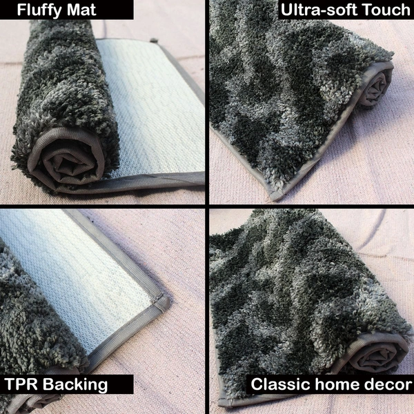 Luxe Home International Tokyo Hermes Bathmat Microfiber Anti Skid Super Soft 1 Pieces ( Grey, 45 Cm x 75 Cm ) - 45x75 cm, Grey