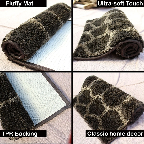 Luxe Home International Tokyo Honeycomb Bathmat Microfiber Anti Skid Super Soft 1 Pieces ( Anthra, 45 Cm x 75 Cm ) - 45x75 cm, Anthra
