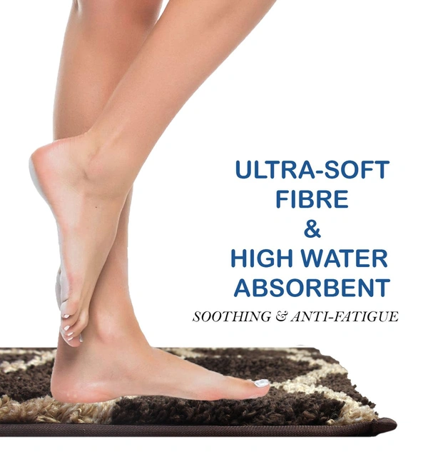 Luxe Home International Tokyo Honeycomb Bathmat Microfiber Anti Skid Super Soft 1 Pieces ( Coffee, 45 Cm x 75 Cm ) - 45x75 cm, Coffee