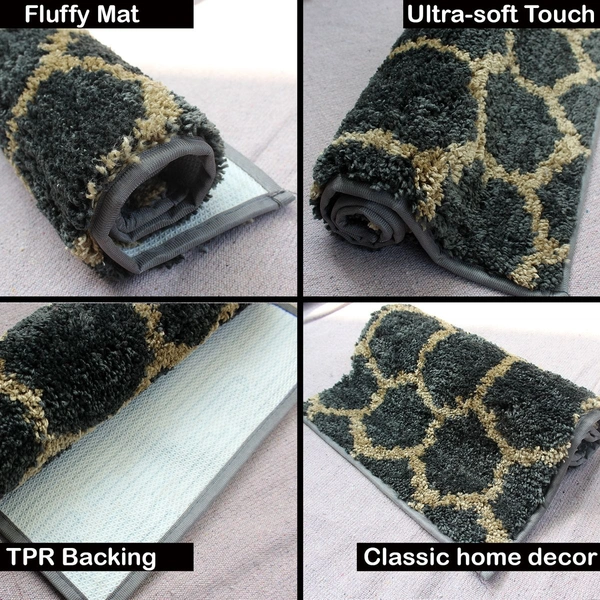 Luxe Home International Tokyo Honeycomb Bathmat Microfiber Anti Skid Super Soft 1 Pieces ( Anti Gold, 45 Cm x 75 Cm ) - 45x75 cm, Anti Gold