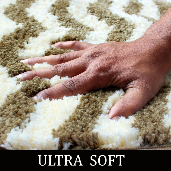 Luxe Home International Tokyo Waves Bathmat Microfiber Anti Skid Super Soft 1 Pieces ( Tobacco, 45 Cm x 75 Cm ) - 45x75 cm, Tobacco