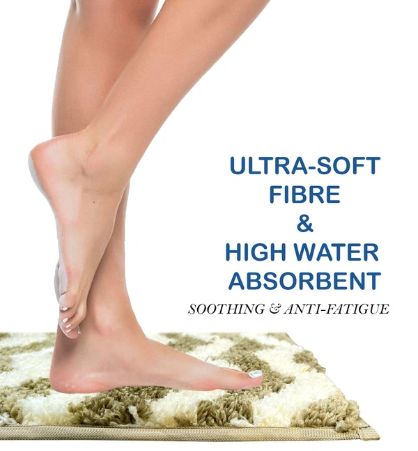 Luxe Home International Tokyo Waves Bathmat Microfiber Anti Skid Super Soft 1 Pieces ( Tobacco, 45 Cm x 75 Cm ) - 45x75 cm, Tobacco