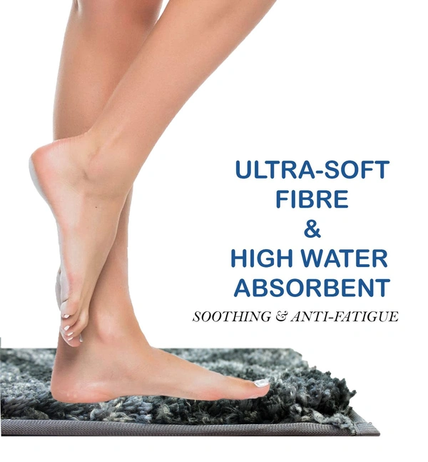 Luxe Home International Tokyo Waves Bathmat Microfiber Anti Skid Super Soft 1 Pieces ( Grey, 45 Cm x 75 Cm ) - 45x75 cm, Grey