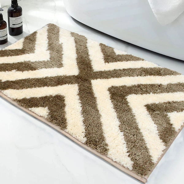 Luxe Home International Tokyo Web Bathmat Microfiber Anti Skid Super Soft 1 Pieces ( Tobacco, 45 Cm x 75 Cm ) - 45x75 cm, Tobacco