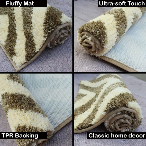 Luxe Home International Tokyo Web Bathmat Microfiber Anti Skid Super Soft 1 Pieces ( Tobacco, 45 Cm x 75 Cm ) - 45x75 cm, Tobacco