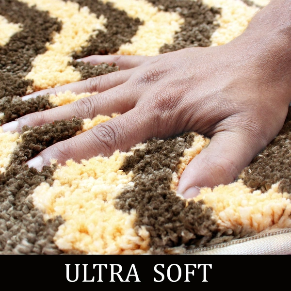 Luxe Home International Tokyo Waves Bathmat Microfiber Anti Skid Super Soft 1 Pieces ( Chocolate, 45 Cm x 75 Cm ) - 45x75 cm, Chocolate