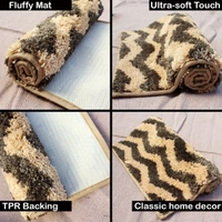 Luxe Home International Tokyo Waves Bathmat Microfiber Anti Skid Super Soft 1 Pieces ( Chocolate, 45 Cm x 75 Cm ) - 45x75 cm, Chocolate