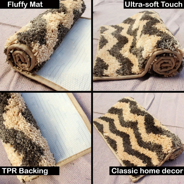 Luxe Home International Tokyo Waves Bathmat Microfiber Anti Skid Super Soft 1 Pieces ( Chocolate, 45 Cm x 75 Cm ) - 45x75 cm, Chocolate