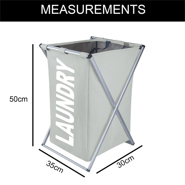 Luxe Home International Laundry Basket for Clothes Foldable, Waterproof Premium Aluminum Laundry Hamper Perfect for Bathroom, Bedroom, Kitchen (Rectangle) Grey - 30X35X50CM, Silver