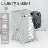 Luxe Home International Laundry Basket for Clothes Foldable, Waterproof Premium Aluminum Laundry Hamper Perfect for Bathroom, Bedroom, Kitchen (Rectangle) Grey - 30X35X50CM, Silver
