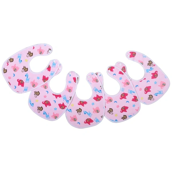FAIRBIZPS Soft Baby Bibs Washable Waterproof Printed Baby Bibs Apron with Button for Baby Feeding- Set of 5 - Standard