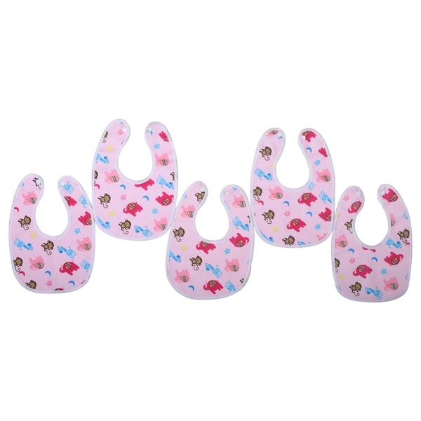 FAIRBIZPS Soft Baby Bibs Washable Waterproof Printed Baby Bibs Apron with Button for Baby Feeding- Set of 5 - Standard
