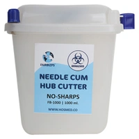 FAIRBIZPS ABS Needle Cum Syringe Hub Destroyer Manual Hub Cutter, Sharp Container 1000ML (White Translucent)