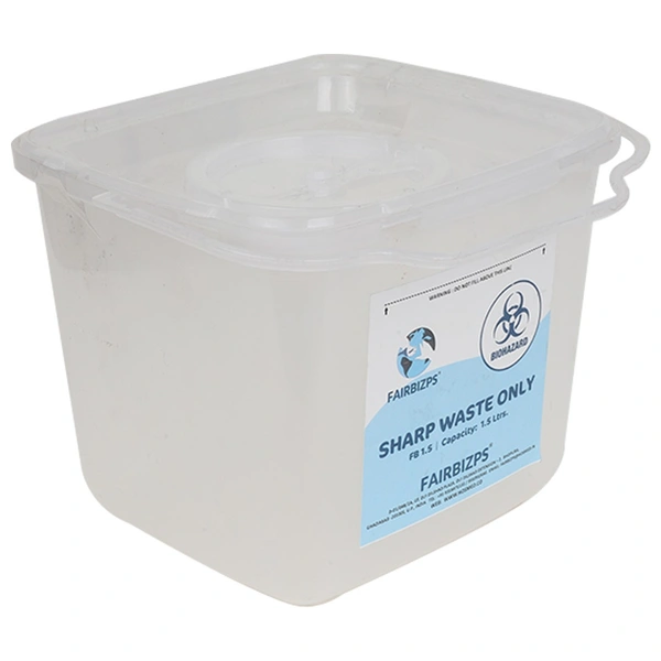 FAIRBIZPS Bio-Medical Sharps Container with Puncture Proof for Needles, Glass Waste and Metallic Implants-Capacity 1.5Liter