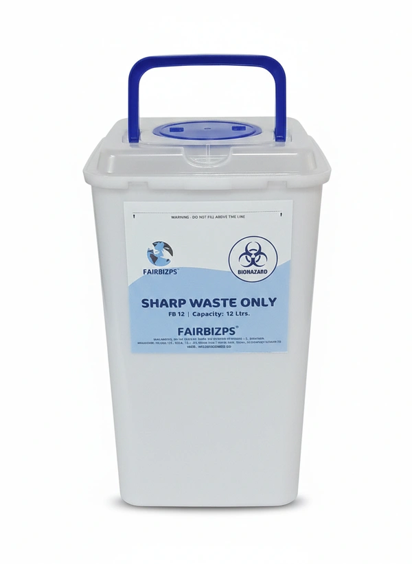 FAIRBIZPS 12 LTR Bio-Medical Sharps Container | Puncture Proof Plastic Disposal Bin for Needles
