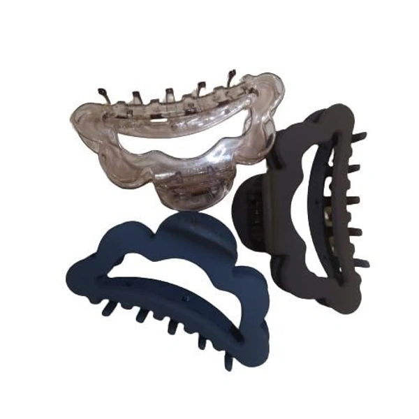 PALAK SAXENA Palak Saxena Large Hair Claw 3Pcs Big Clutchers Acrylic Plastic Tight Grip for Women & Girls Jumbo Stylish Trendy Hairstyling Clips 3Pcs - Large Size 3 inches (10.9 cm)