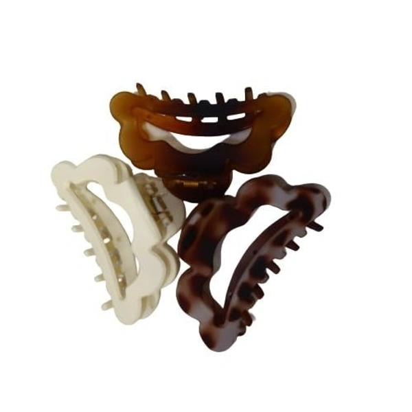 PALAK SAXENA Palak Saxena Large Claw Hair Clips for Thick Hair, 4.3 inches, Matte Finish, Non-Slip, Strong Hold, Set of 3, Multicolour