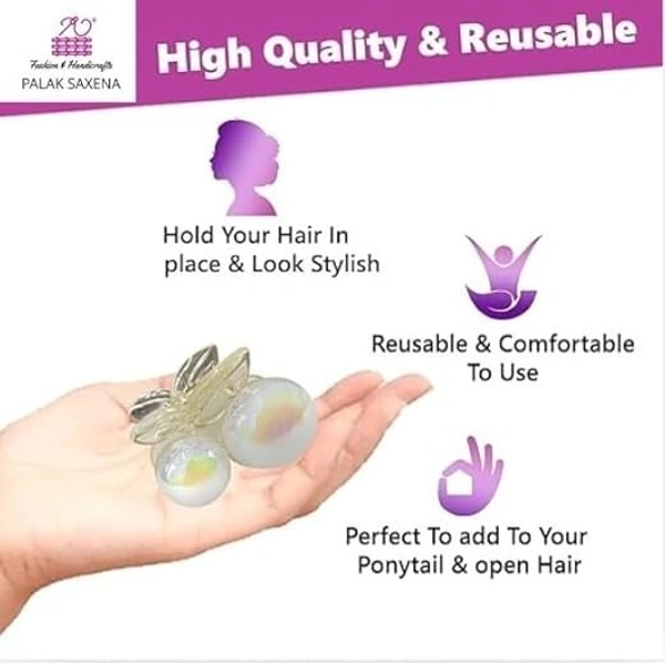 PALAK SAXENA Hair Clips for Women & Girls - Clutches Claw Clip Accessories - Sparkling Pearl Design, Stylish, For wedding fancy clips for Women and Girls- 6 Pcs