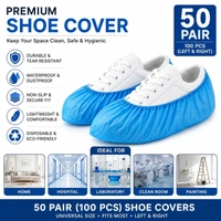 FAIRBIZPS Disposable PPE Hygiene Combo Pack with 50 Pcs Bouffant Caps & 50 Pairs Shoe Covers | Breathable Protective Kit for Hospital Kitchen Lab Cleaning & Hygiene Use