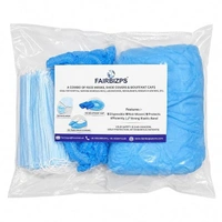 FAIRBIZPS Disposable PPE Hygiene Combo Pack | Non Woven Face Mask 50 Pcs, Bouffant Cap 50 Pcs & Shoe Cover 50 Pairs | Breathable Protective Kit for Hospital, Salon, Kitchen, Lab & Cleaning Use