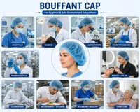 FAIRBIZPS Disposable PPE Hygiene Combo Pack with 50 Pcs Bouffant Caps & 50 Pairs Shoe Covers | Breathable Protective Kit for Hospital Kitchen Lab Cleaning & Hygiene Use
