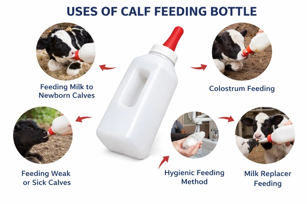 FAIRBIZPS Calf Feeding Milk Bottle 2.5 Liter with Nipple | Durable Milk Feeding Bottle for Calf | White Veterinary Feeding Bottle for Cow & Livestock - 2.5 ltr