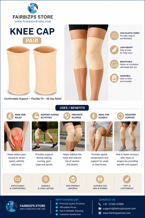 Fairbizps FAIRBIZPS Knee Cap Knee Support Knee Belt for Pain Relief for Men and Women Medium Size (Skin Brown)