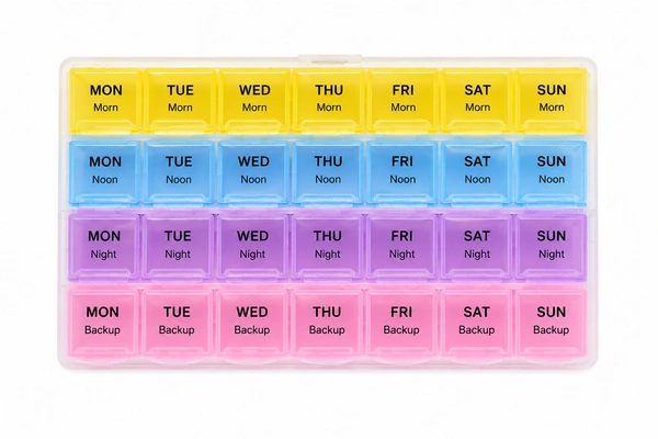 FAIRBIZPS Pill Medicine Organizer Reminder Storage Box 7-Day Medicine Planner Tablet Storage Container