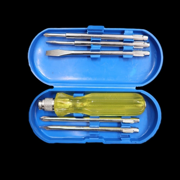 FAIRBIZPS 5-in-1 Magnetic Screwdriver Set with Tester – Slotted, Phillips & Poker Tips | Durable Steel Blades with Non-Slip Grip Handle | Multipurpose Toolkit for Home & Office Use