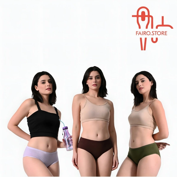 FAIRO STORE Women's Cotton Comfortable Solid Hipster Multicolor (XL 95 CM) Panties Pack of 3 - XL (95 CM)