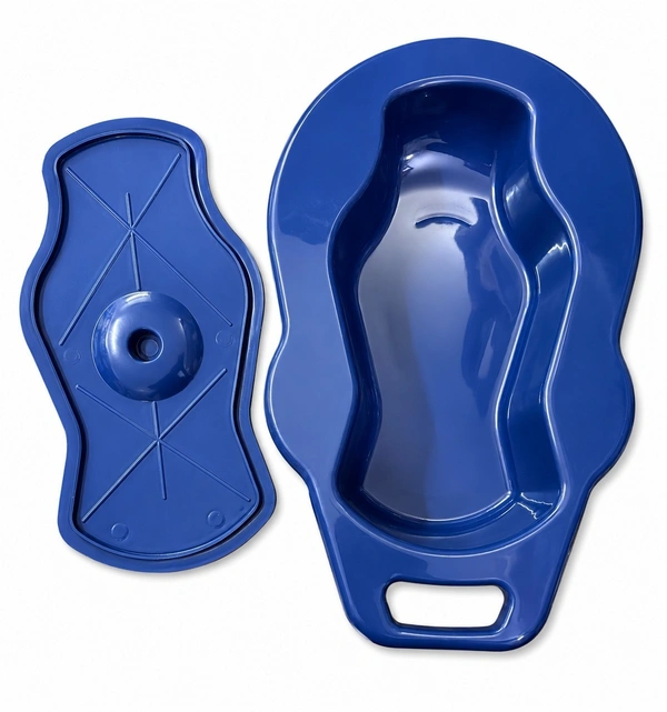 FAIRBIZPS Bed Pan With Lid Unisex Portable Bed Pan Polypropylene Bed Pan For Unisex Adults - Blue