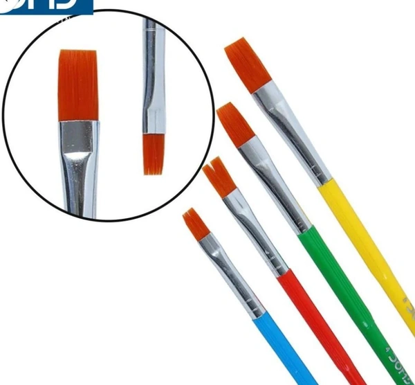 Doms Colourmate Synthetic Hair Flat Brushes Set : Creative Essentials ( Pack of 4 )