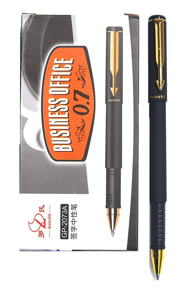 0.7mm Roller Gel Pen Luoshi (12pc) - Black