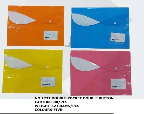 Button File Double Pocket No-1231 (12pc Pack)