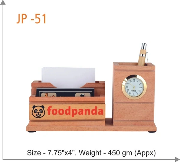 JP51 Wooden Pen Stand W/Clock