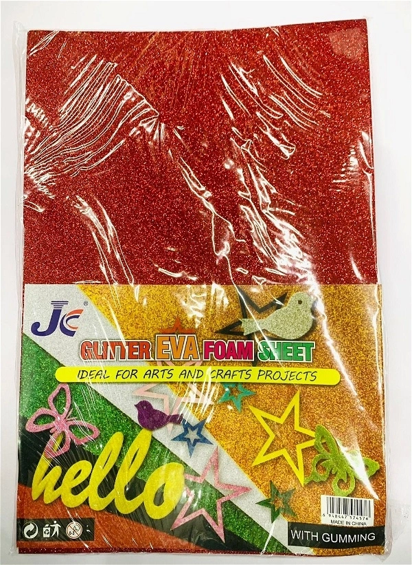 Glitter Foam Sheet A4 Gumming 10 Sheets (Red)