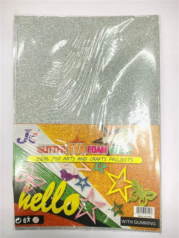 Glitter Foam Sheet A4 Gumming 10 Sheets (Silver)