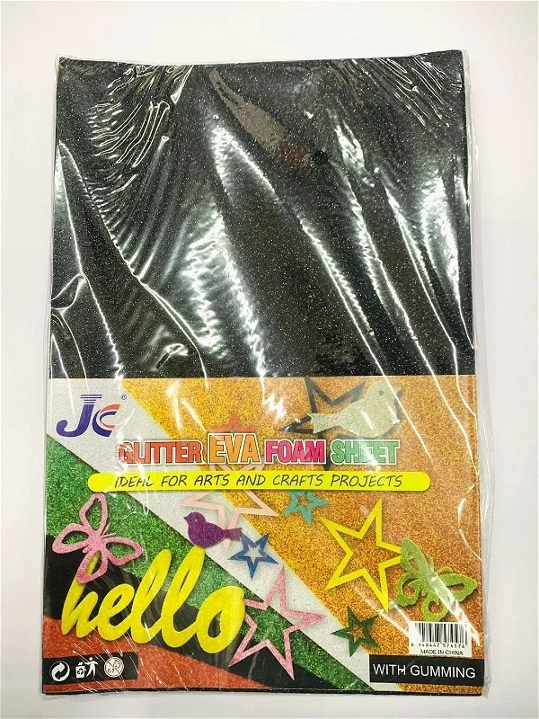 Glitter Foam Sheet A4 Gumming 10 Sheets (Black)