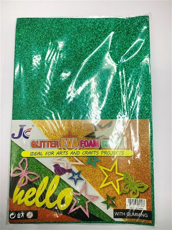 Glitter Foam Sheet A4 Gumming 10 Sheets (Green)