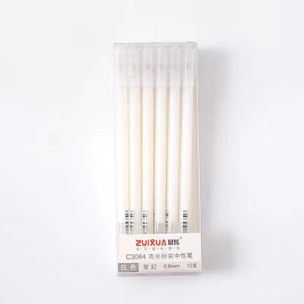 White Glowing Gel Pen 0.6mm (12pc )