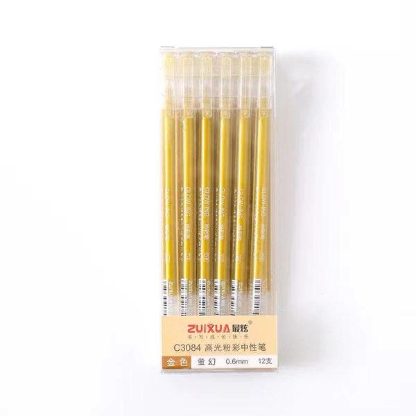 Golden Glowing Gel Pen 0.6mm (12pc )