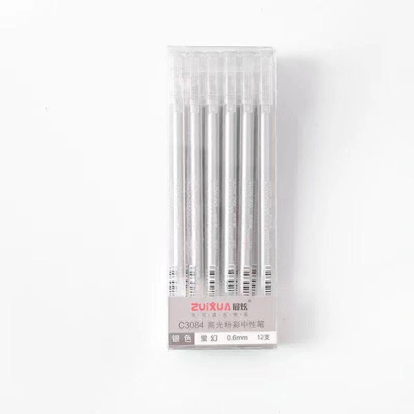 Silver Glowing Gel Pen 0.6mm (12pc )