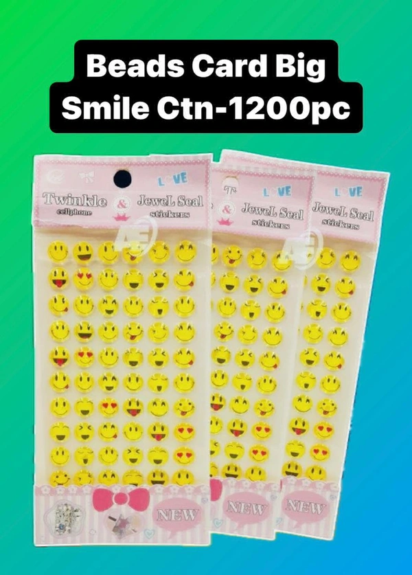 Smiley Big Sticker Beads Embossed (12pc)