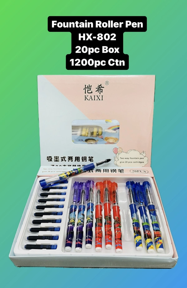 Fountain Roller Pen HX-802 (20pc) - Blue