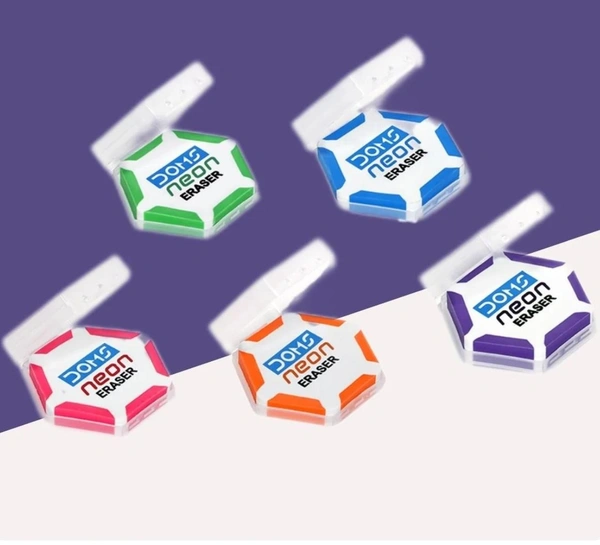 Doms Neon Hexagon Eraser ( Set of 5 )