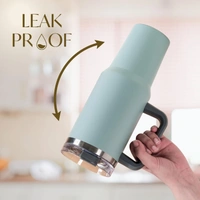 Tumbler Steel 1200ml Plain (Plastic Straw)