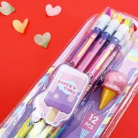 12pc Wooden Pencil W/Icecream Eraser Set